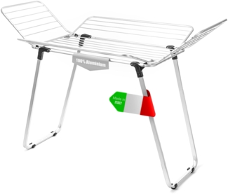 BigDean Wäscheständer - mit extra dicken Leinen 30m Trockenlänge - extra großer Flügelwäscheständer aus Aluminium - hohe Flügel - stabil & hochwertig - für Innen & Außen - Made in Italy