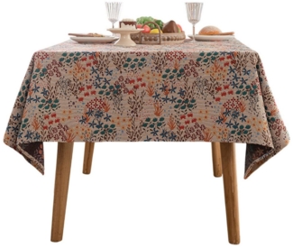 Refttenw Tischdecke Jacquard Tischdecke Vintage Blumenmuster, Leinenstruktur, Rechteckig Tischtücher 90x90 cm, Pflegeleicht, für Esszimmer Garten