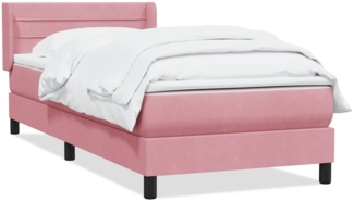vidaXL Boxspringbett mit Matratze Rosa 100x210 cm Samt 3318194