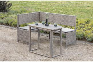 Hertie Garten Eckbank Set, 1 Eckbank, 148 x 100 x 91 cm, inkl. Sitzkissen, braun, 1 Klappentisch, 90