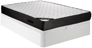 Vente-unique - Set aus Bettgestell mit Bettkasten + Matratze - 140 x 190 cm - 7-Zonen-Taschenfederkern & Memory Schaum - Stärke 24 cm - Weiß - MERISI von YSMÉE