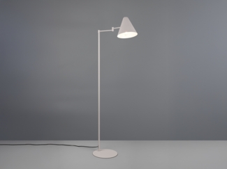 Kleine LED Stehleuchte mit Schwenkarm aus Metall Hellgrau, Höhe 126,5cm