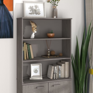 Aufsatz für Highboard Hellgrau 85 x 35 x 100 cm Massivholz Kiefer [340511]