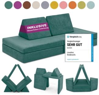 Linodino Kindersofa Spielsofa I aus Schaumstoff Bausteine I Spielcouch für Kinder, Wasserfeste Unterbezüge, Waschbare Chenille Bezüge 30°