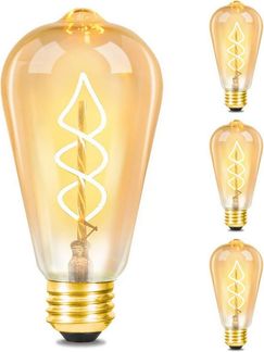 ZMH LED-Leuchtmittel LED Edison Glühbirne E27 Vintage Glühlampe Dekorativ ST64 Antike Bulb, E27, 3 St, Warmweiß, transparente/Bernsteinglas Vintage Tropfenmuster Glühbirne
