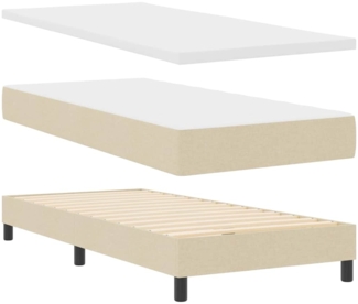 vidaXL Boxspringbett mit Matratze Creme 100 x 200 cm Stoff 3339952