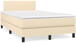 vidaXL Boxspringbett mit Matratze, Stoff, Creme, 120 x 190 cm, H2