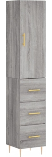 vidaXL Highboard Grau Sonoma 34,5x34x180 cm Holzwerkstoff 3198847