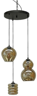 Pendelleuchte Quinto 3-flammig Glas Schwarz-Transparent Ø35cm