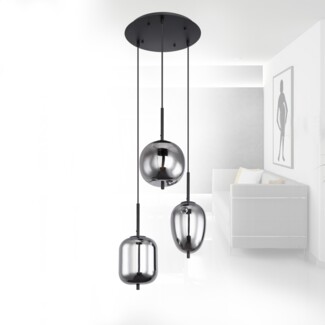 Hängeleuchte Esszimmer Rauchglas Pendelleuchte Wohnzimmer Hängelampe schwarz