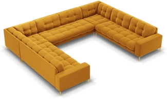 Micadoni Wohnlandschaft Mamaia 9-Sitzer Samtstoff Gelb Metall Gold