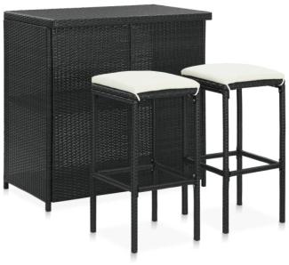 vidaXL 3-tlg. Bar Set Poly Rattan Schwarz