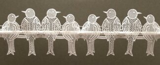 Stickereien Plauen Scheibengardine Spatzen, Stangendurchzug (1 St), halbtransparent