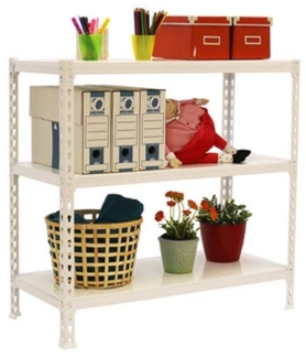 Simon Rack Schwerlastregal, 900 x 1200 x 500 mm, Bis 200 kg Belastbar, 3 Verstellbare Ablagen, Kellerregal, Lagerregal, Weiss - Simonclick