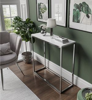 Lookway Konsolentisch MODERN HOCHGLANZ mit silberfarbenem, verchromtem Gestell (1x Konsole), Breite: 80/100 cm