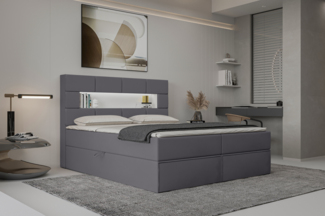 99rooms Comfy Boxspringbett Velours Jasmine 200x200 cm Dunkelgrau