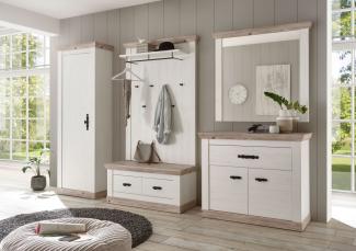 Garderobe Florenz 287cm pinie weiß oslo pinie Sitzbank Kleiderschrank Kommode