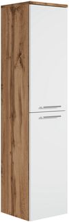 Badezimmerschrank Saturnus 35 x 35 x 130 cm - Eiche Weiß - hoher Hängeschrank mit 2 Türen