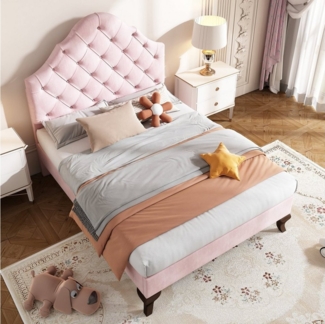 HAUSS SPOLE Polsterbett Polsterbett Einzelbett Funktionsbett Bettrahmen Jugendbett Kinderbett (mit höhenverstellbarem Kopfteil), 90 x 200 cm Ohne Matratze