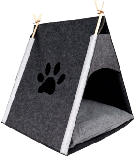 Dehner Tierbett Premium Kuschelzelt Anuk, 60 x 70 x 60 cm, aus weichem Filz, inkl. Wendekissen