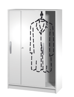 Schiebetürenschrank mit Garderobe rechts 4 OH, tec-art, 100x42x156cm, Lichtgrau