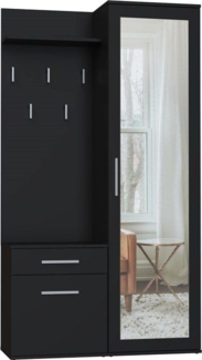 ibonto Garderobenschrank Multifunktionales Garderobenset: Schuhschrank mit Spiegel anthrazit / artisan eiche (H 180 x T 35 x B 50 cm)