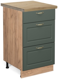 Küchenunterschrank Fame-Line Grün-Gold Landhaus 50 cm , AP Eiche Vicco