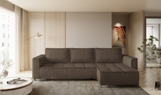 Ecksofa Schlafsofa Sofa JUNA Stoff Terra Braun Ottomane Rechts