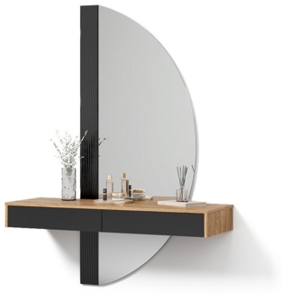 Livinity® Schminktisch Ascona, Schwarz/Eiche, 120 cm mit 2 Schubladen