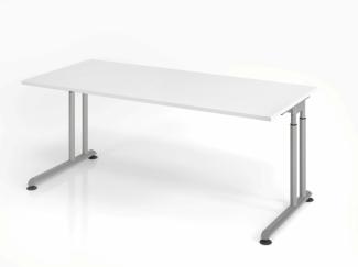 Schreibtisch C-Fuß 180x80 cm Weiß/Silber