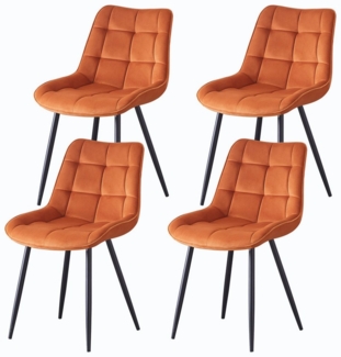 JYMTOM Esszimmerstuhl 4er-Set gepolsterte Stühle mit Rückenlehne und Metallbeinen (4 St), mit Samt-Bezug, für Bar, Küche, Esszimmer Restaurant und Schlafzimmer