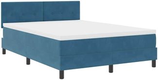 vidaXL LED Boxspringbett mit Matratze Dunkelblau 140 x 190 cm Samt 3342654