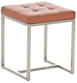 Sitzhocker - BRIT 2 - Hocker Sessel Kunstleder Hellbraun 40x40cm