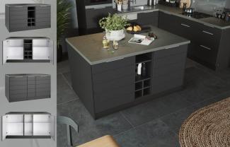 KOCHSTATION Kücheninsel KS-Luhe, Breite 153 cm, mit Flaschenregal, MDF-Fronten, Arbeitsplatte 38mm stark