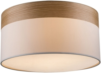 Deckenleuchte Wohnzimmer Schlafzimmer Deckenlampe Rund beige Holz 15221D