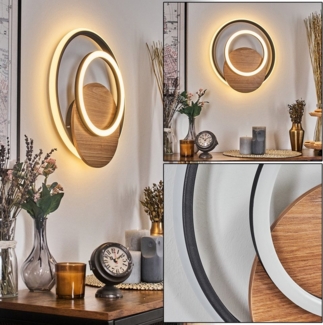 hofstein Wandleuchte Wandlampe aus Metall/Kunststoff in Holzoptik/Schwarz/Weiß, ohne Leuchtmittel, 3000 Kelvin, 24 Watt, 3320 Lumen