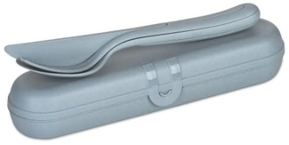 Koziol Besteck Etui + Besteckset Klikk Ready, Biozirkulärer Kunststoff, Nature Flower Blue, 7070716