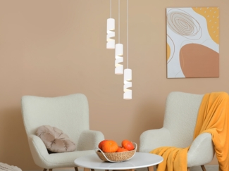 Moderne Cluster Pendelleuchte STREAM 3-flammig aus Metall in Weiß, Ø 28cm