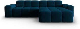 Micadoni 4-Sitzer Samtstoff Ecke rechts Sofa Kendal | Bezug Navy Blue | Beinfarbe Black Beech Wood