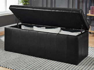 Vente-unique - Sitztruhe Truhenbank mit Stauraum - Kunstleder - Schwarz - CONCIERTO