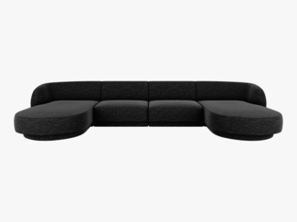 Micadoni Panorama-Sofa Miley 5-Sitzer Chenille Haga Schwarz