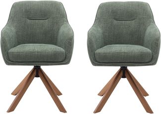 Armlehnstuhl >Avola< (2er-Set) Waldgrün, 360° drehbar, Federkern - 57x87x65 (BxHxT)