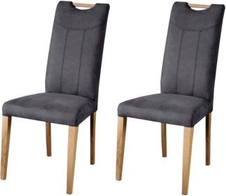 Home affaire Esszimmerstuhl Roberta Polsterstuhl, Gestell Eiche massiv (Set, 2 St), Bezug aus strapazierfähiger Microfaser
