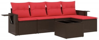 vidaXL 6-teiliges Gartensofa-Set mit Kissen, braun, Polyrattan 3220103