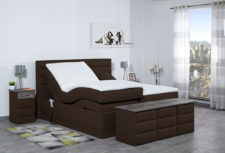 Meisterbetten Boxspringbett Pino 200x220 in WT-Dunkel Braun, Matratzenbezug Nano, Ergoflex-Topper