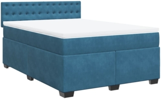 vidaXL Boxspringbett mit Matratze Blau 160x200 cm Samt 3286370