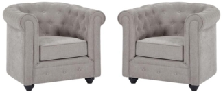 Vente-unique - 2er-Set Sessel - Stoff - Grau - CHESTERFIELD