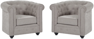 Vente-unique - 2er-Set Sessel - Stoff - Grau - CHESTERFIELD