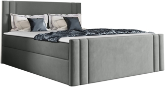 Boxspringbett Harlon, Grau, 140x200 cm
