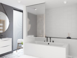 Halb-Kassetten Duschrollo 180x240 cm Modell milky stone Duschvorhang